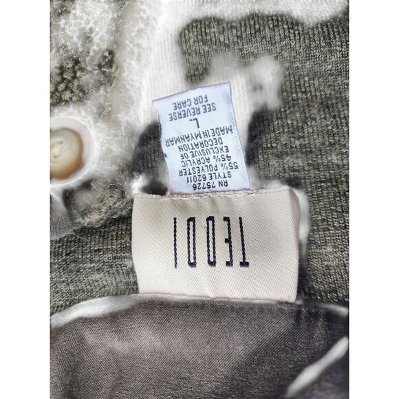 Teddi Floral Embroidered Sherpa Fleece Jacket Women Large Cozy Fall Cottagecore - Picture 9 of 15